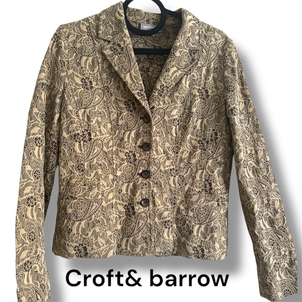 Croft & Barrow Tan and Brown Blazer with paisley Print